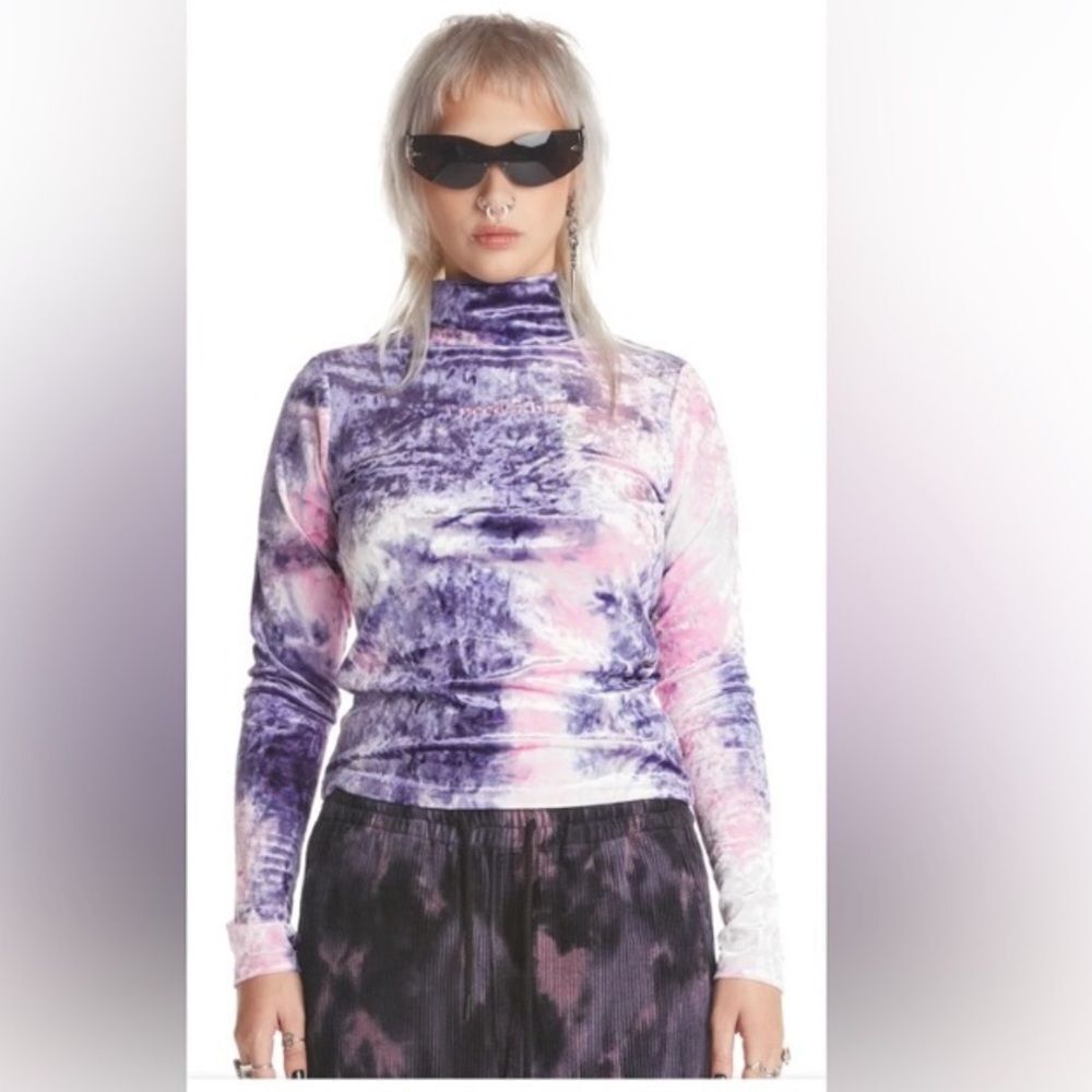 Need a Hug High Neck Velour Top size Large